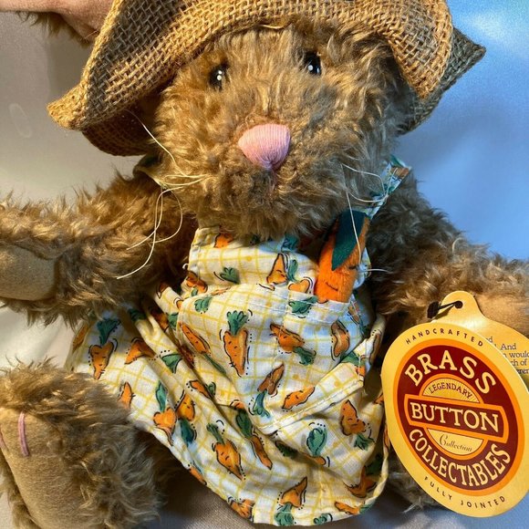 Bunny Rabbit Plush Flora Original Brass Button - Picture 3 of 11